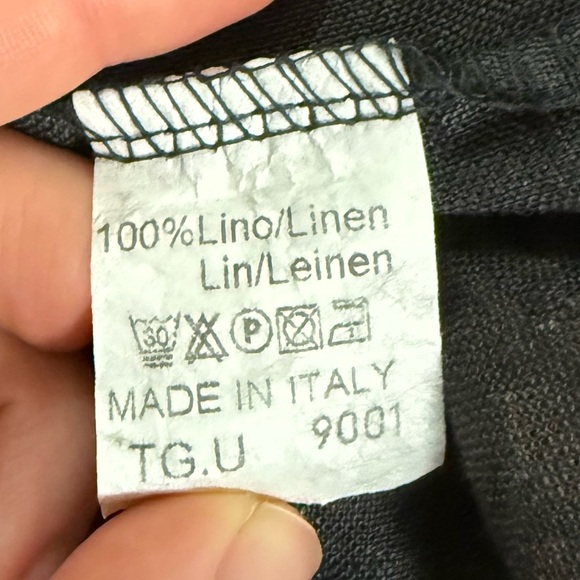 100% Linen TG.U Midi Dress Made in Italy Cap Sleeves Animal Print Small Safari - Picture 7 of 8